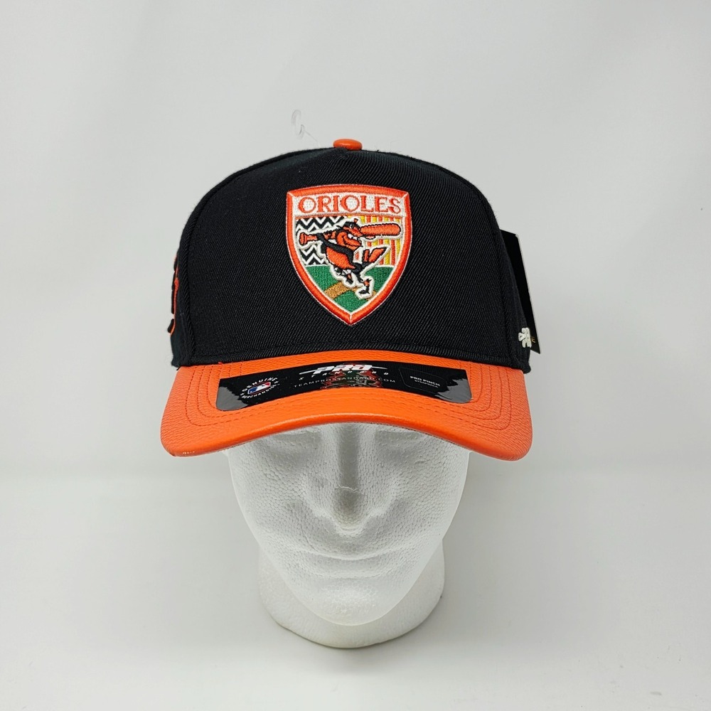 Pro Standard Baltimore Orioles Hat A-Frame Snapback Cap Black Orange MLB Diamond
